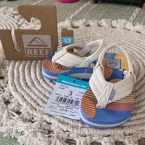 Reef 3C Kids Cream and Blue Sandals